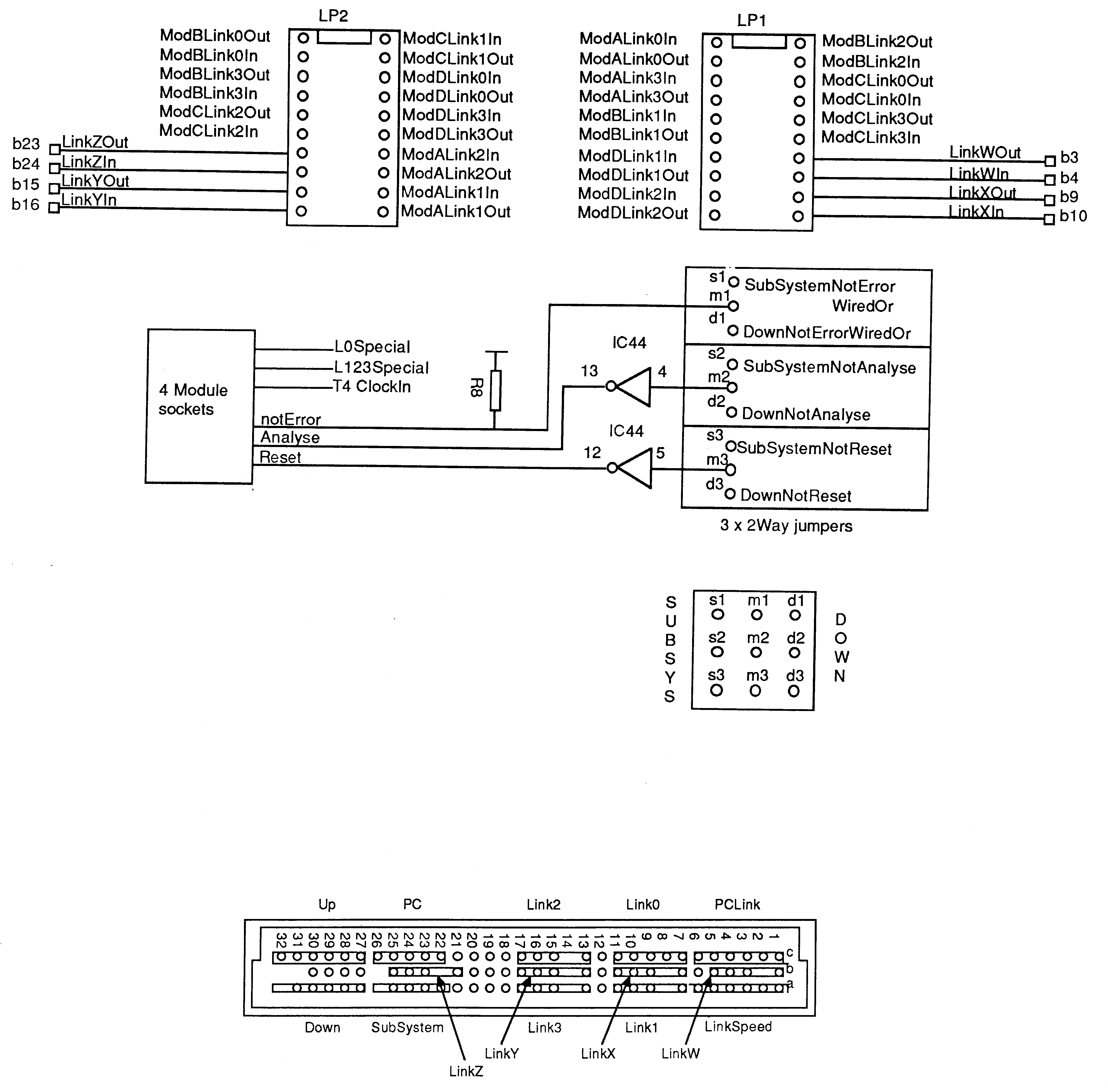 Transputer module connections